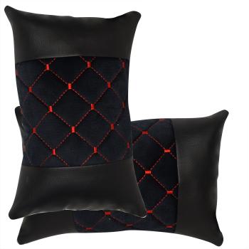 2 Stück Auto Nackenkissen Nackenpolster Leder und gesticktes Polster Design FARBAUSWAHL